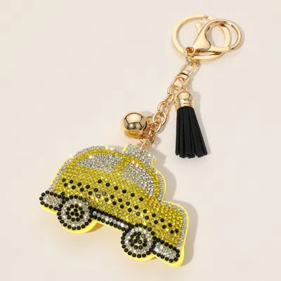 Fashnzfab Bling Studded Yellow Cab Keychain / Bag Charm