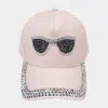 Fashnzfab Bling Sunglasses Accented Studded Baseball Cap In Pink