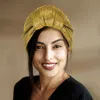 Fashnzfab Bling Turban Hat In Gold