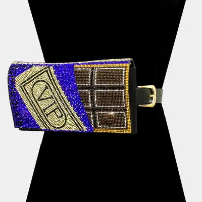 Fashnzfab Bling Vip Credit Card Fanny Pack / Belt / Crossbody Bag In Blue