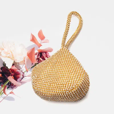 Fashnzfab Bling Wristlet Evening Bag In Gold