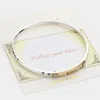 Fashnzfab Bliss Message Two Tone Metal Bangle Bracelet Silver, Two Tone In Multi