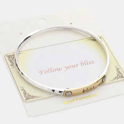 Fashnzfab Bliss Message Two Tone Metal Bangle Bracelet Silver, Two Tone In Multi