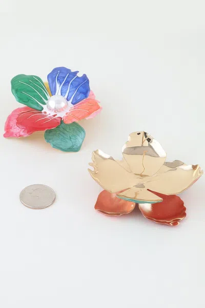 Fashnzfab Blooming Marble Flower Stud Earrings In Multi