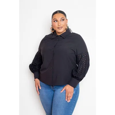Fashnzfab Blouse With Punched Sleeves In Black