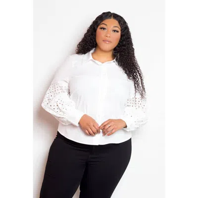 Fashnzfab Blouse With Punched Sleeves In White