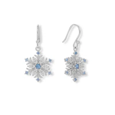 Fashnzfab Blue And White Cz Snowflake Earrings In Multi