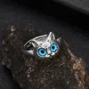 Fashnzfab Blue Eye Cat Ring (adjustable) In Multi