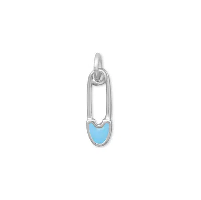 Fashnzfab Blue Safety Pin Charm In Pink