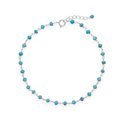Fashnzfab Blue Sea! 9.5" + 1" Turquoise Bead Anklet