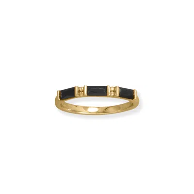 Fashnzfab Bodacious Baguettes! 14 Karat Gold Plated Black Baguette Cz Ring