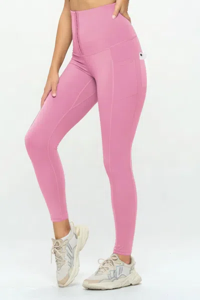 Fashnzfab Body Shaper Fashion Yoga Legging In Pink