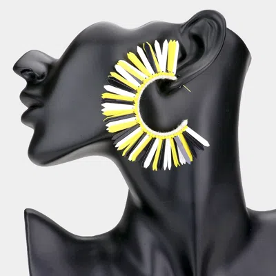 Fashnzfab Bohemian Fringe Hoop Earrings In Yellow