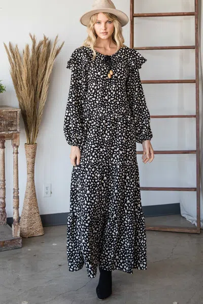 Fashnzfab Bohemian Maxi Dress In Black
