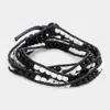 Fashnzfab Boho Bead Long Wrap Bracelet Black, White In Multi