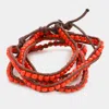 Fashnzfab Boho Bead Long Wrap Bracelet Coral In Pink
