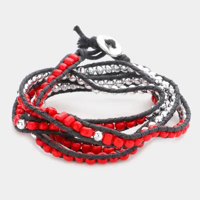 Fashnzfab Boho Bead Long Wrap Bracelet Red