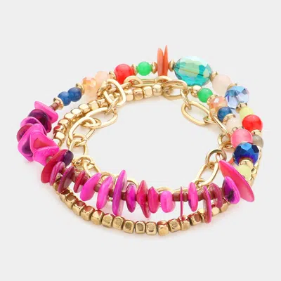 Fashnzfab Boho Beaded Stretch Bracelet / Necklace Gold, Multi
