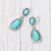 Fashnzfab Boho Beaded Trim Teardrop Stone Frame Dangle Earrings In Multi