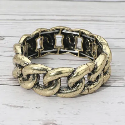 Fashnzfab Boho Bold Chunky Metal Chain Stretch Bracelet In Gold