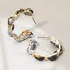 Fashnzfab Boho Braided Scarf Fabric Hoop Earrings In Multi
