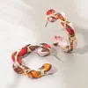 Fashnzfab Boho Braided Scarf Fabric Hoop Earrings In Multi