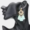 Fashnzfab Boho Cut Out Metal Tassel Dangle Earrings - Mint In Green