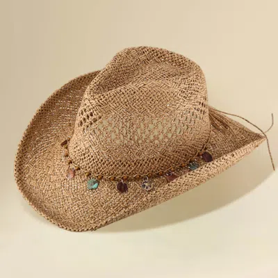 Fashnzfab Boho Decorative Charm Station Band Accent Western Woven Cowboy Summer Fedora Hat In Green