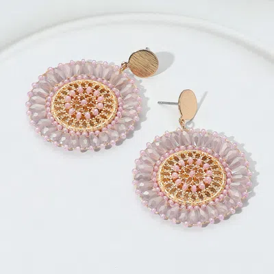 Fashnzfab Boho Faceted Beaded Mandala Dangle Earrings In Gold
