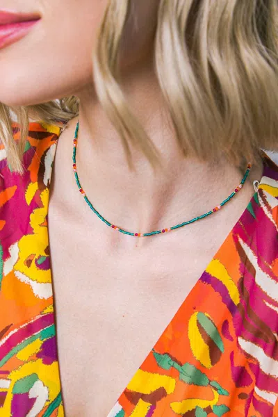 Fashnzfab Boho Flex Green Choker In Blue