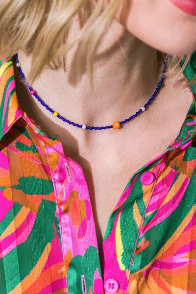 Fashnzfab Boho Flex Royal Choker In Blue