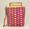 Fashnzfab Boho Geometric Pattern Wooden Handle Tote / Crossbody Bag In Multi