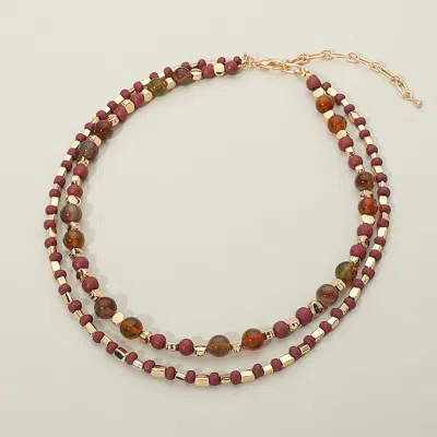 Fashnzfab Boho Layered Beaded Necklace In Brown