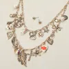 Fashnzfab Boho Leaf Angel Flower Cross Pearl Heart Star Dragonfly Horseshoe Pendant Station Layered Necklace In Multi