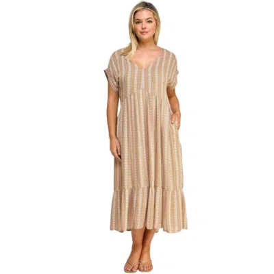 Fashnzfab Boho Maxi Dress W/ Slip In Brown