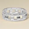 Fashnzfab Boho Metal Geometric Link Stretch Bracelet Antique Silver In Silver