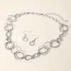 Fashnzfab Boho Metal Wire Interlocking Ring Necklace - Silver Burnished In Multi