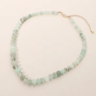 Fashnzfab Boho Natural Stone Beaded Necklace In Green