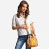 Fashnzfab Boho Pattern Woven Tassel Crossbody Bucket Bag In Yellow