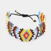 Fashnzfab Boho Patterned Beaded Pull Tie Cinch Bracelet Gold, Multi In Multi
