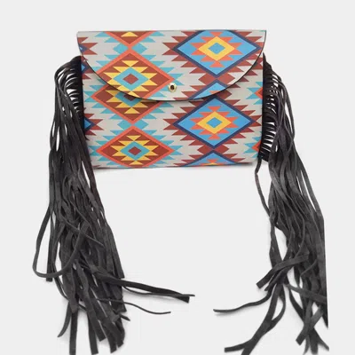 Fashnzfab Boho Patterned Faux Leather Suede Tassel Fanny Pack / Belt / Crossbody Bag In Gray