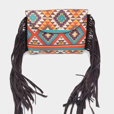 Fashnzfab Boho Patterned Faux Leather Suede Tassel Fanny Pack / Belt / Crossbody Bag In Pink