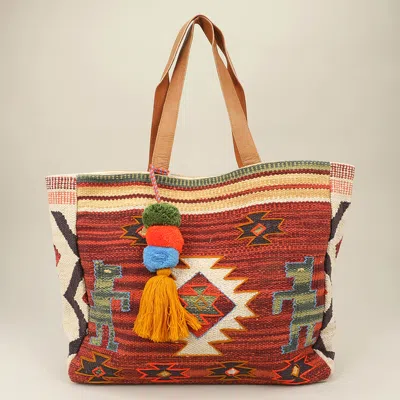 Fashnzfab Boho Patterned Pom Pom Tassel Shoulder Bag In Multi