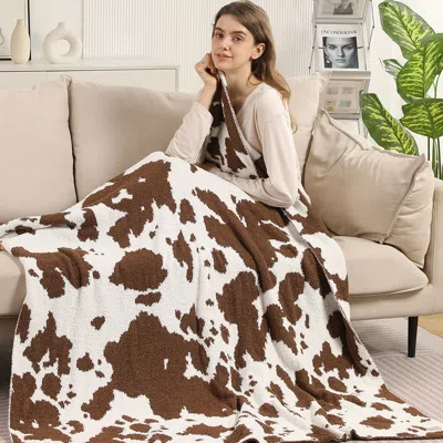 Fashnzfab Boho Patterned Poncho In Brown