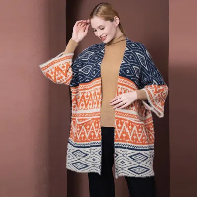 Fashnzfab Boho Patterned Poncho In Brown
