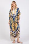 FASHNZFAB BOHO PRINT OPEN FRONT LONG KIMONO
