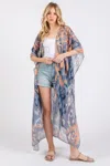 Fashnzfab Boho Print Open Front Long Kimono
