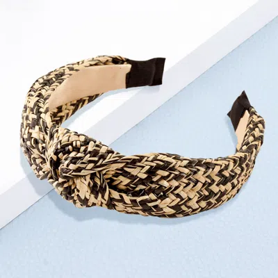 Fashnzfab Boho Raffia Knot Headband In Black