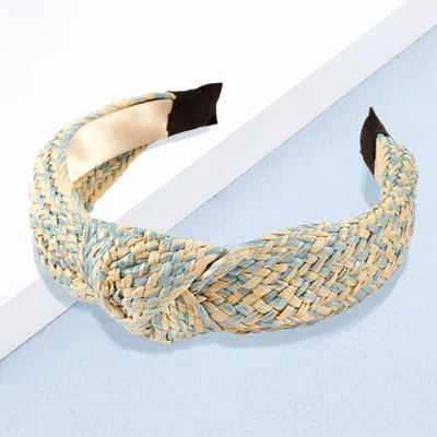 Fashnzfab Boho Raffia Knot Headband In Blue