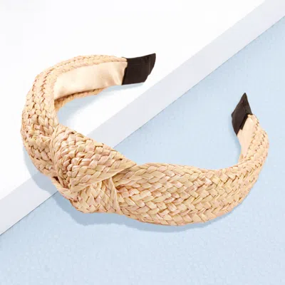 Fashnzfab Boho Raffia Knot Headband In Multi
